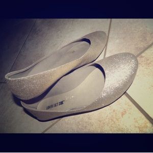 Gold sparkly flats