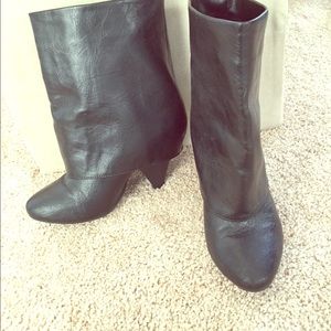 Black leather booties