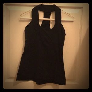 Black Lululemon tank with mesh back strap