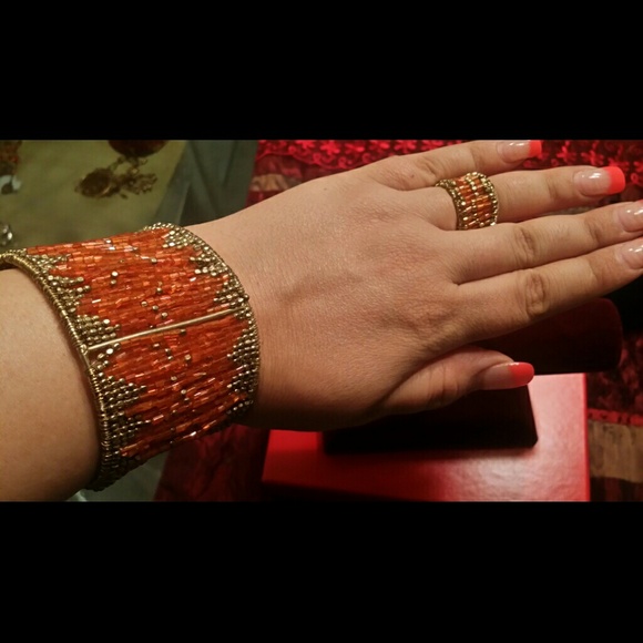 Moroccan cuff bracelet with matching ring - Picture 3 of 3