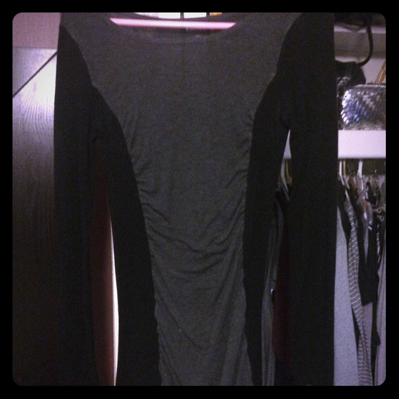 Express long sleeve black/grey body con dress