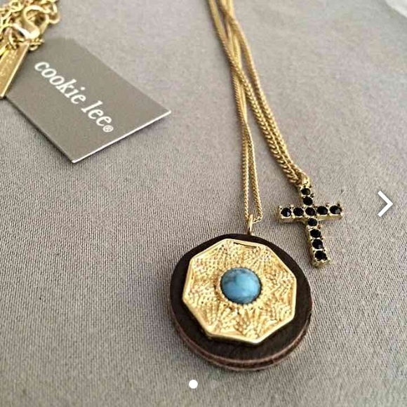 Gold & Turquoise Amulet with Cross