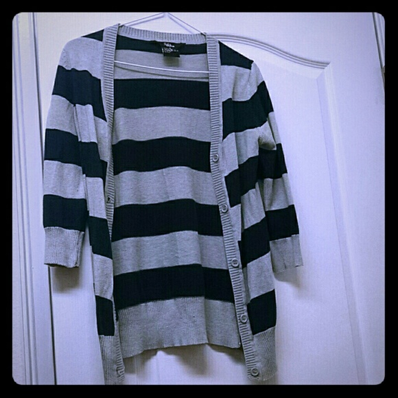 Navy and gray striped cardigan