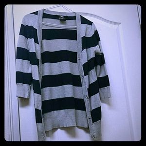 Navy and gray striped cardigan