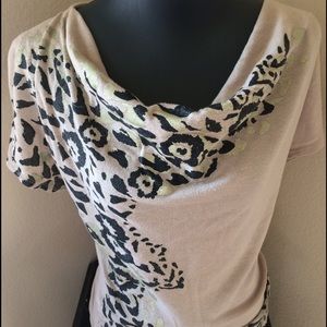 Cowl neck with leopard print