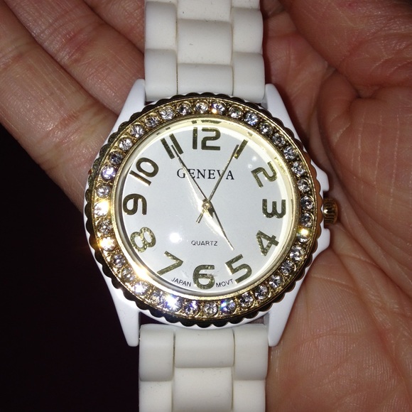 Brand New White Rubber Crystallized Watch - Picture 2 of 3