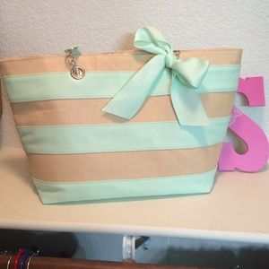 Mint green tote bag