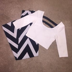 Chevron Maxi Skirt and White Crop Top