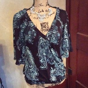 Black teal blue top large