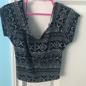 black and white aztec print crop top