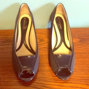 Navy Blue Peep Toe Pumps