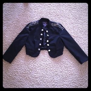 Black Cropped Blazer with Shoulder Embellishments✨