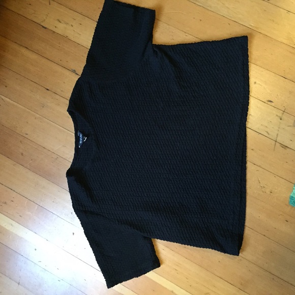 Black Waffle Textured Short Top