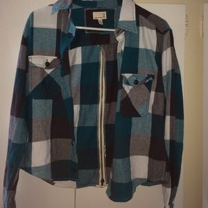 Black white and blue flannel