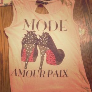 French shirt, high heels on it, pink