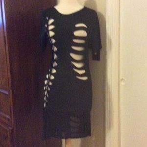 BCBG black cut out club dress or cover up sz S
