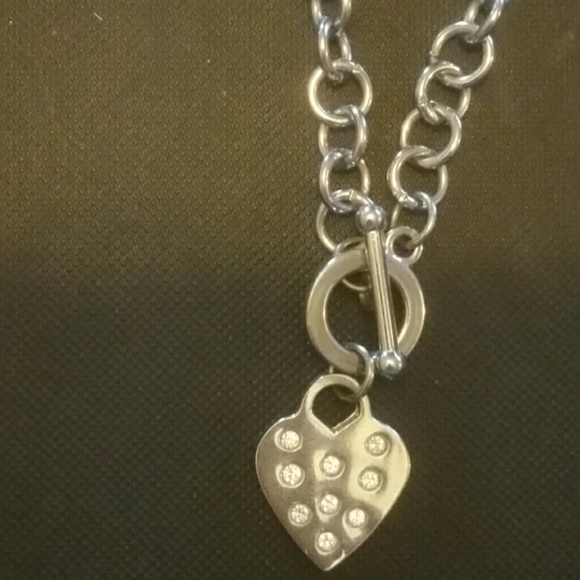 Heart circle bar clasp choker necklace. Never worn