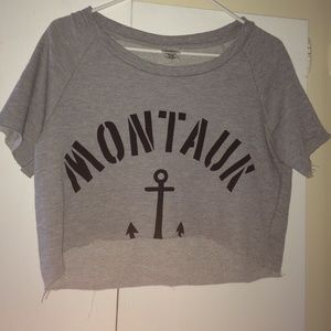Gray anchor crop top