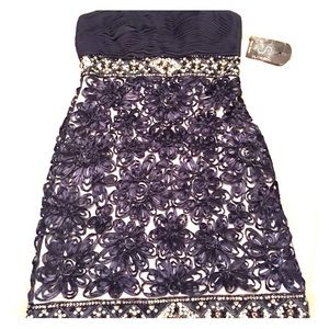 Navy blue strapless Sue Wong cocktail dress sz6