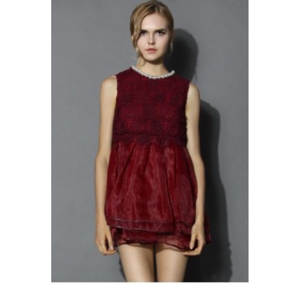 Brand new Chic Wish lace holiday dress in burgundy