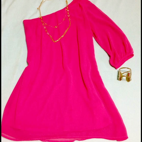 **ON HOLD** Hot Pink Shoulder Dress
