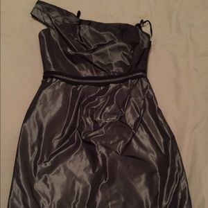 Grey BCBG one shoulder dress sz 6 (4)