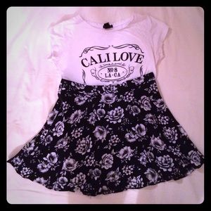Black floral skirt