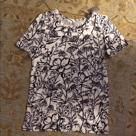 Loft floral black and white shirt