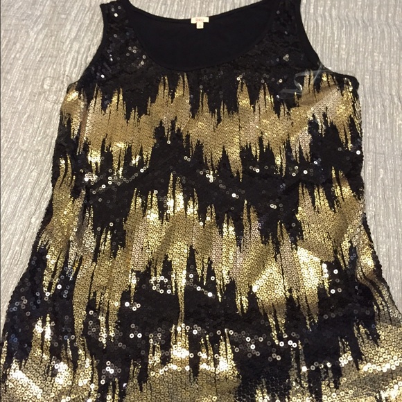 Black and gold Reba sequin tank top