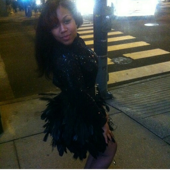 Short sparkle feather dress