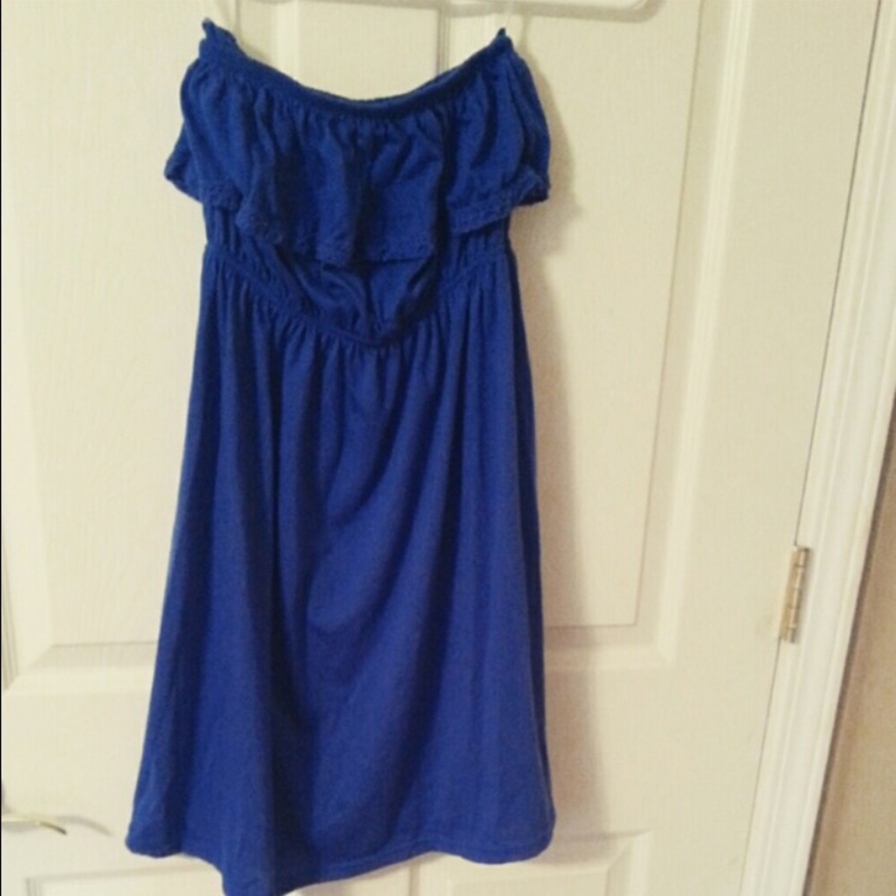Blue Strapless Summer Dress 👗