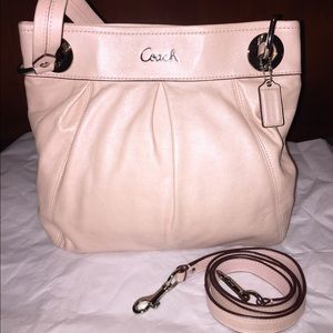 Pink leather coach shoulder bag