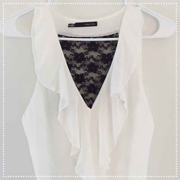 Maurice's white&black lace top