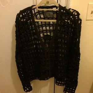 All Saints edgy black top with metal clasps.