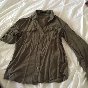 Olive green button down shirt