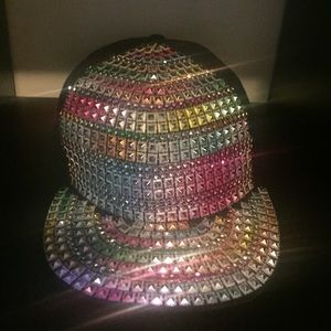 Snap back rhinestone hat