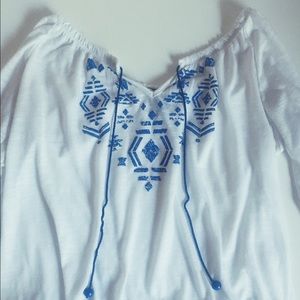Macy's White And Blue Shirt