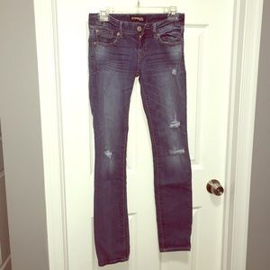 Express Destroyed Demin Straight Cut Jeans