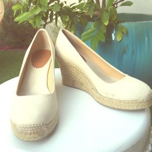 cream canvas espadrille wedges