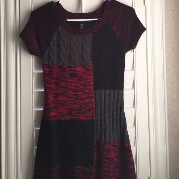 Patterned Red and Gray Dress