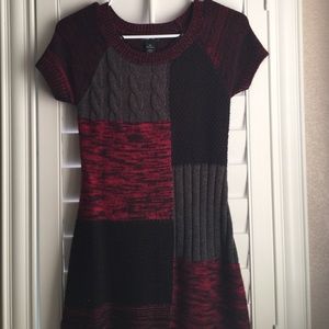 Patterned Red and Gray Dress