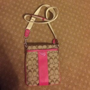 Coach Pink and Brown Satchel Crossbody