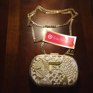 Lilly Pulitzer Embroidered Gold Clutch