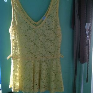 Yellow lace peplum shirt