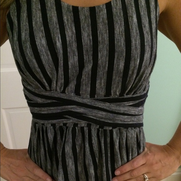 Navy striped dress with criss cross back - Picture 4 of 4