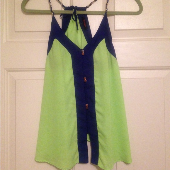 Lime green/blue tank