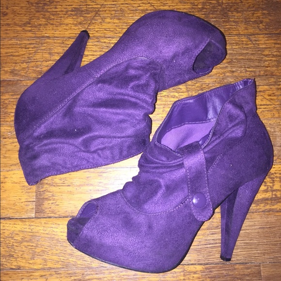 Charlotte Russe peep toe booties purple