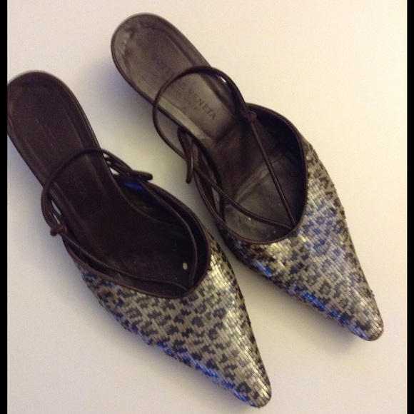Bottega Veneta Sequined Animal Print Slingbacks