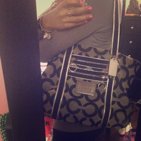 Authentic black and white coach bag