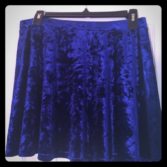 Royal Blue Velvet Skater Skirt